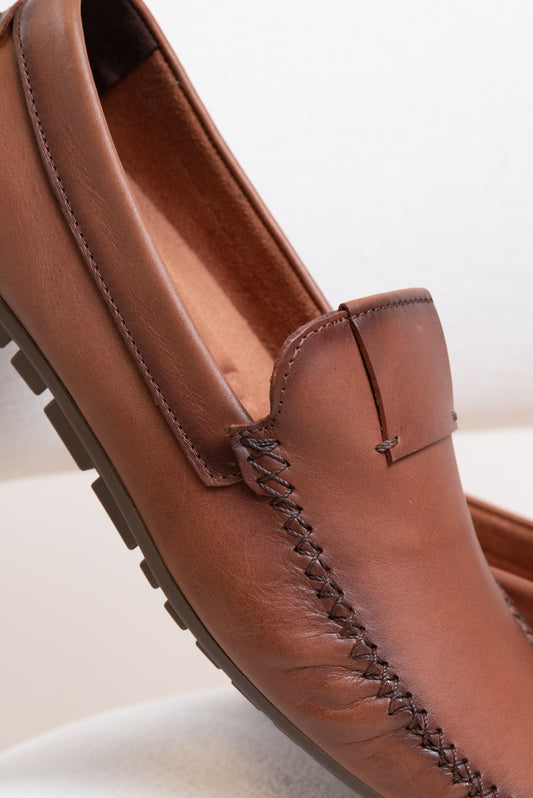 APACHES EN CUERO PARA HOMBRE |RF:BIZARRO ANNIE - COÑAC