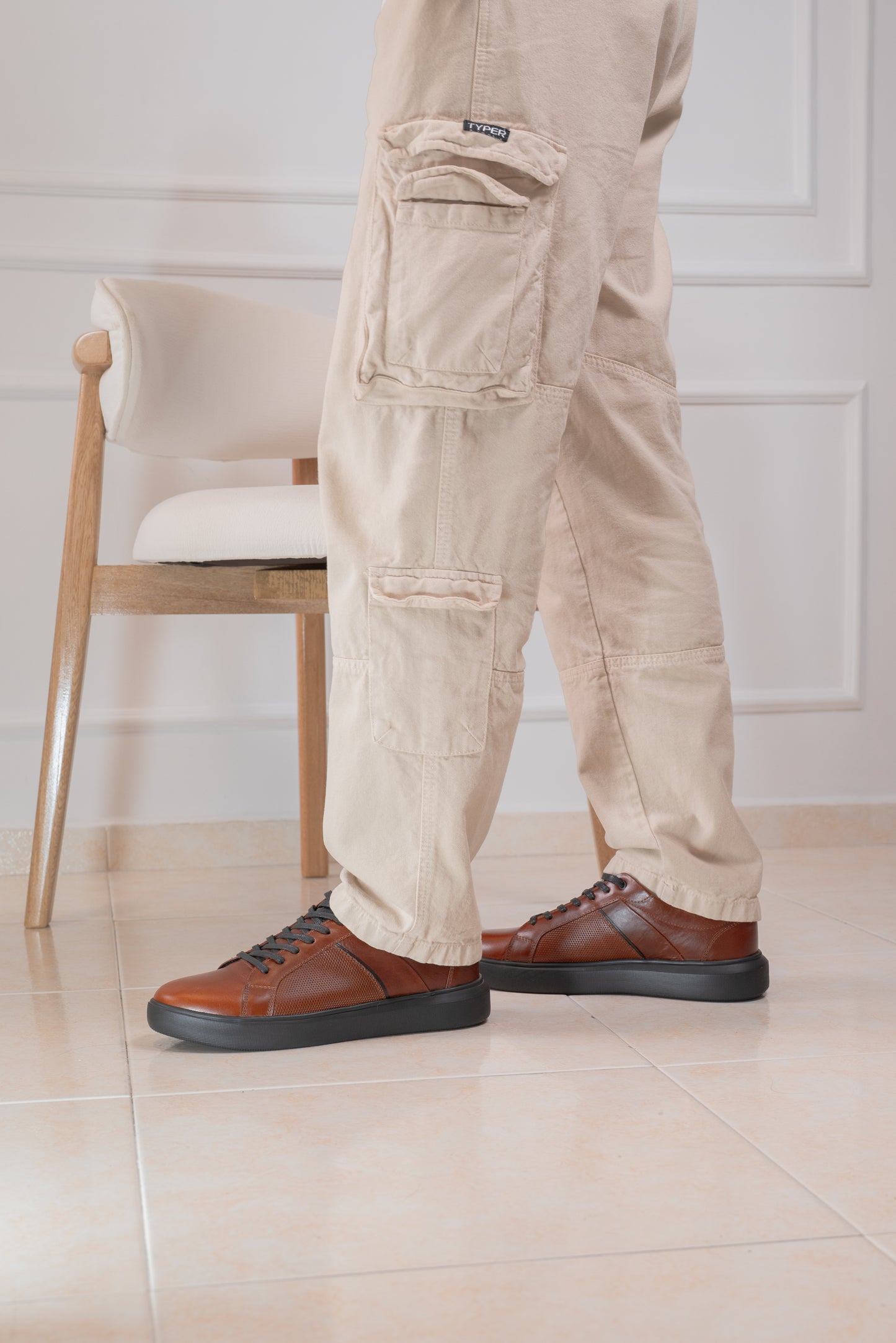 TENIS EN CUERO PARA HOMBRE | RF : ASTORIA - MIEL X NEGRO  -3220