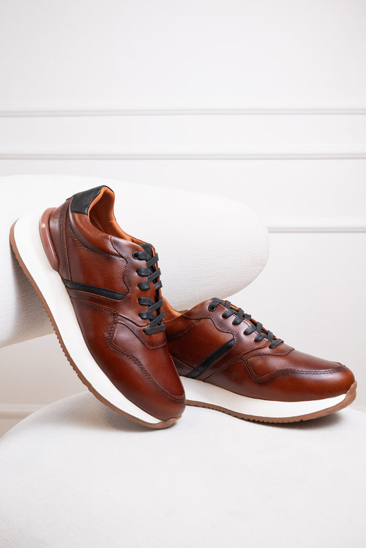 TENIS PARA HOMBRE EN CUERO | RF: BIZARRO EME200 - COÑAC