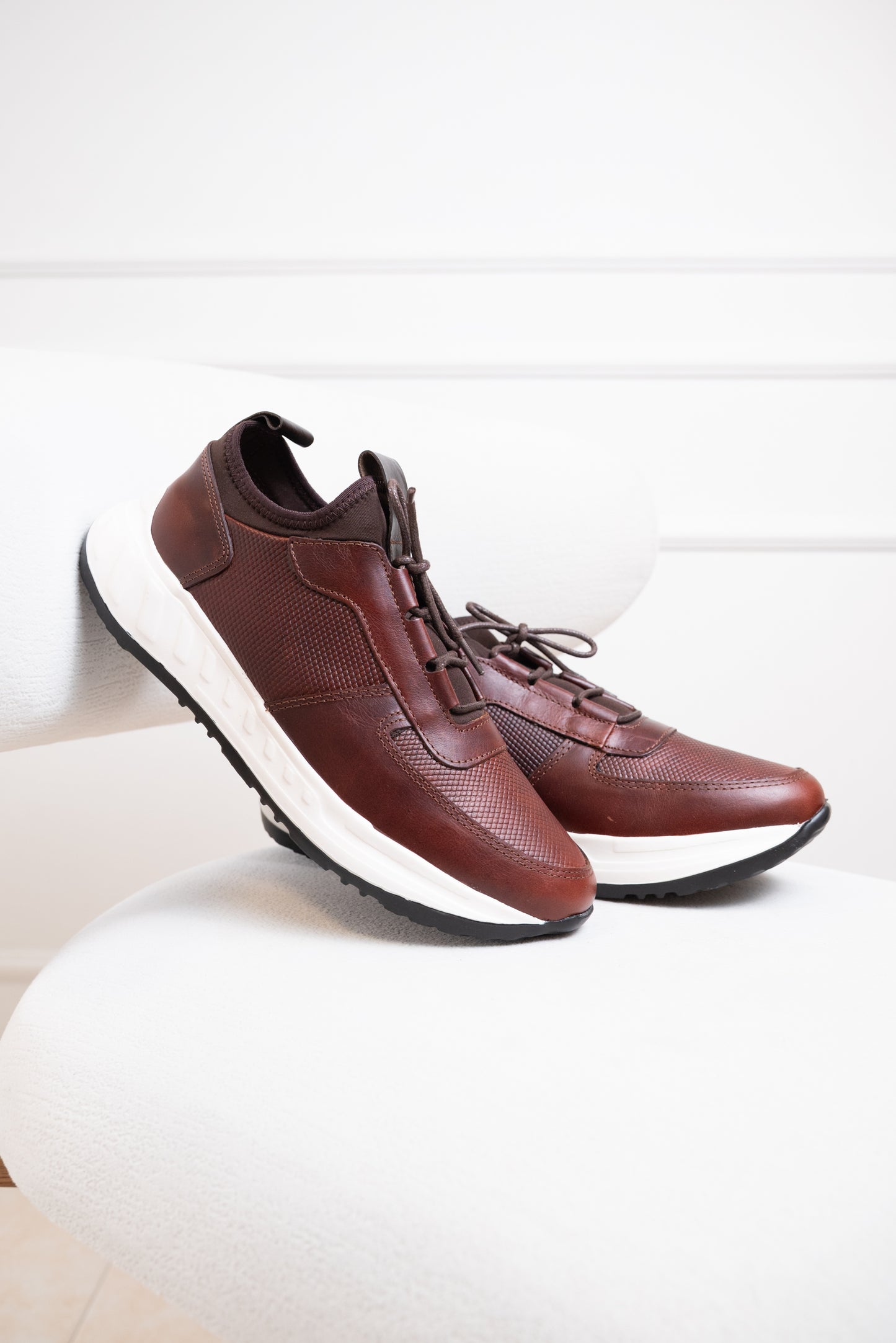 TENIS PARA HOMBRE EN CUERO | RF: LOUTA - COÑAC - 355