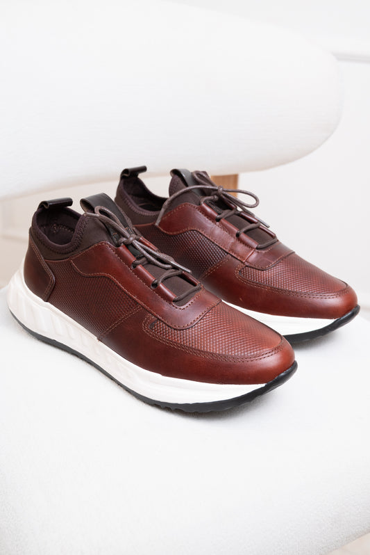 TENIS PARA HOMBRE EN CUERO | RF: LOUTA - COÑAC - 355