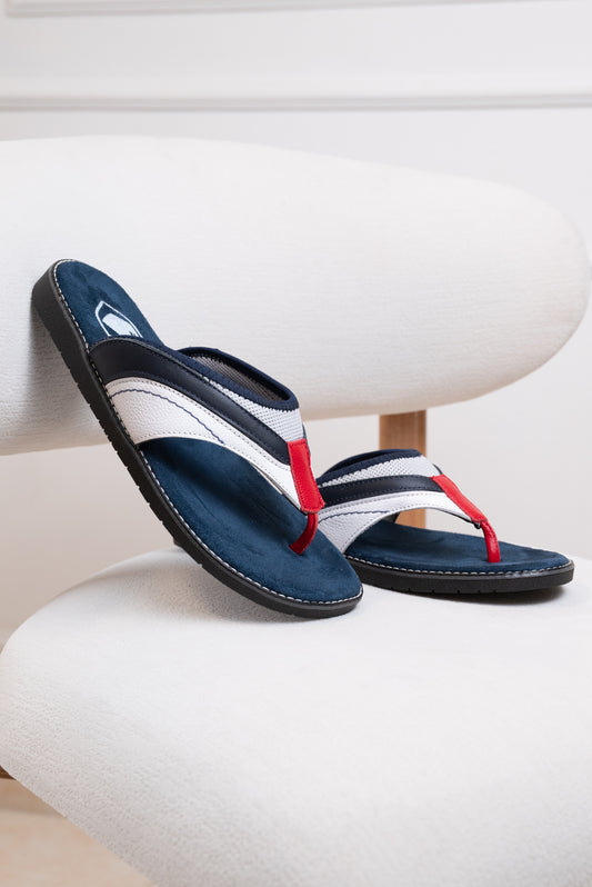 SANDALIA CUERO HOMBRE | GERENCY - COLOR: BLACO X AZUL