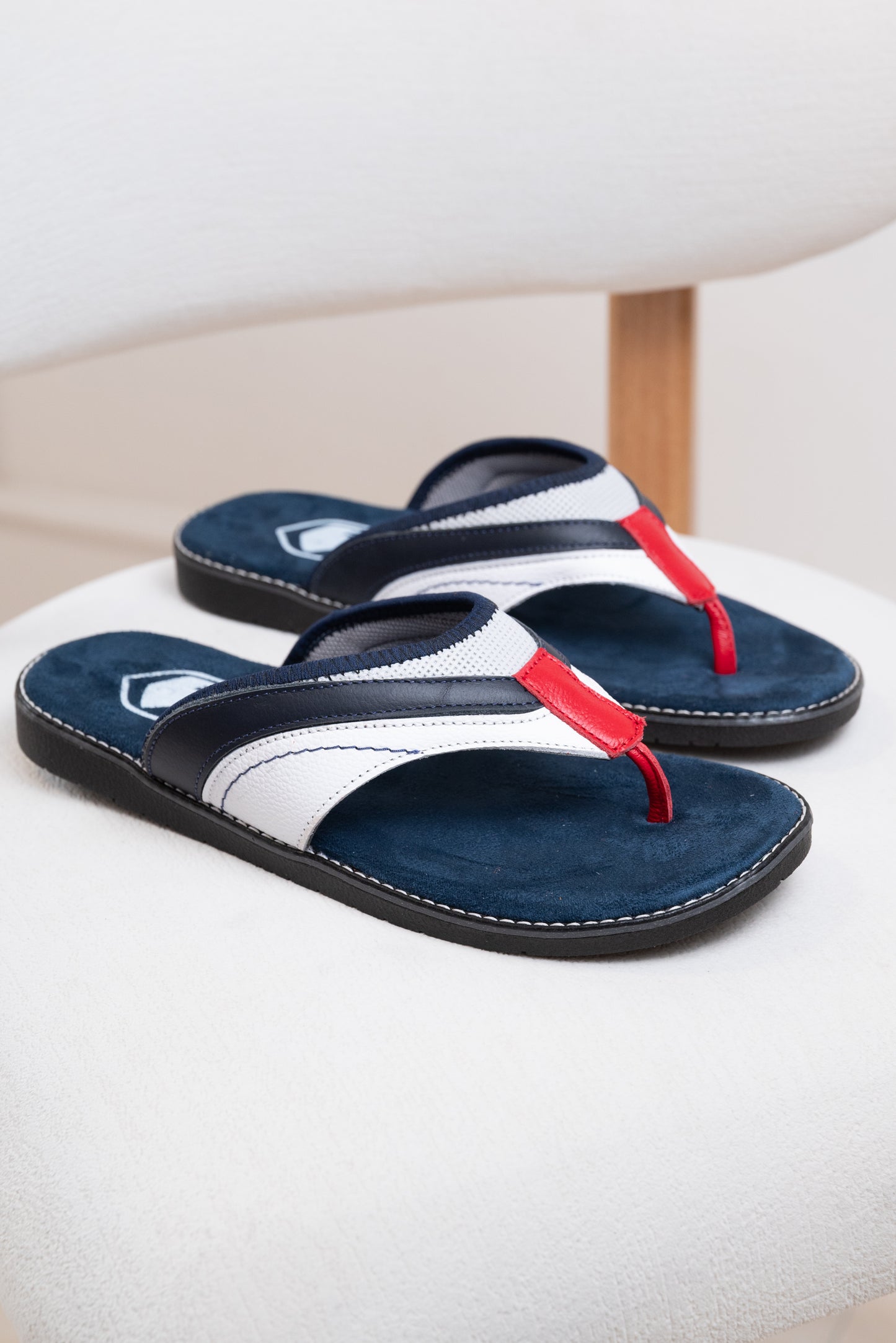 SANDALIA CUERO HOMBRE | GERENCY - COLOR: BLACO X AZUL