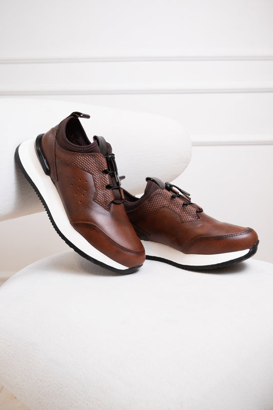 TENIS PARA HOMBRE EN CUERO | RF: ROTH - COÑAC
