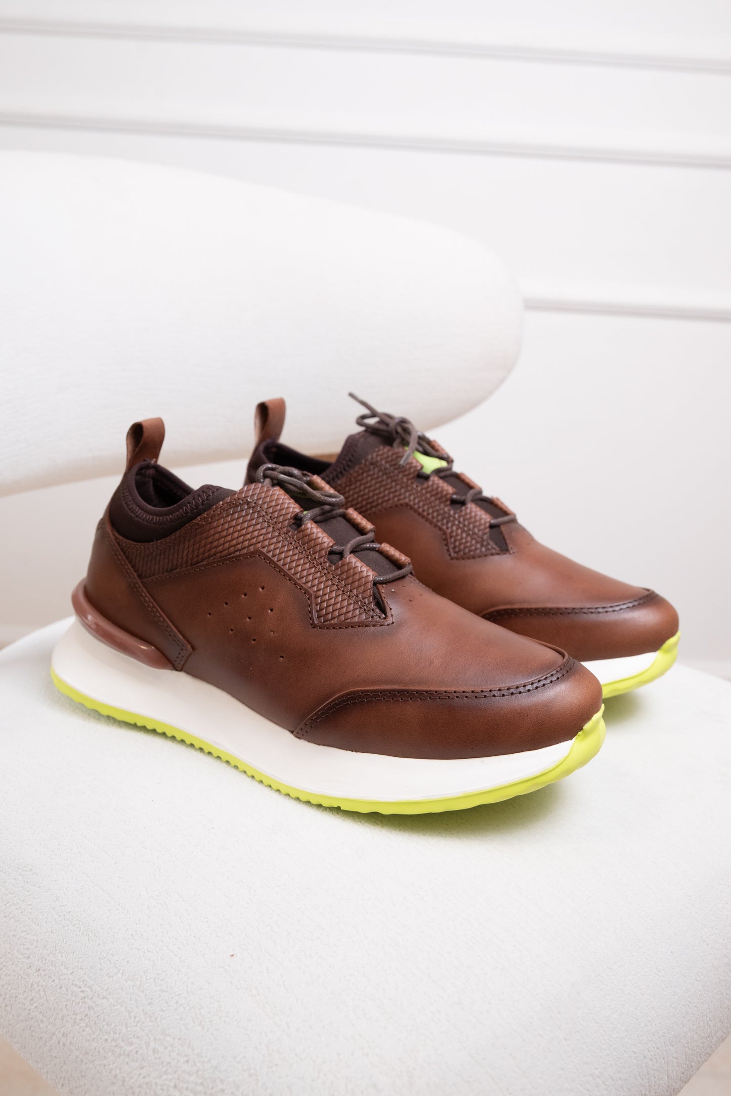 TENIS PARA HOMBRE EN CUERO | RF: ROTH - MIEL X VERDE