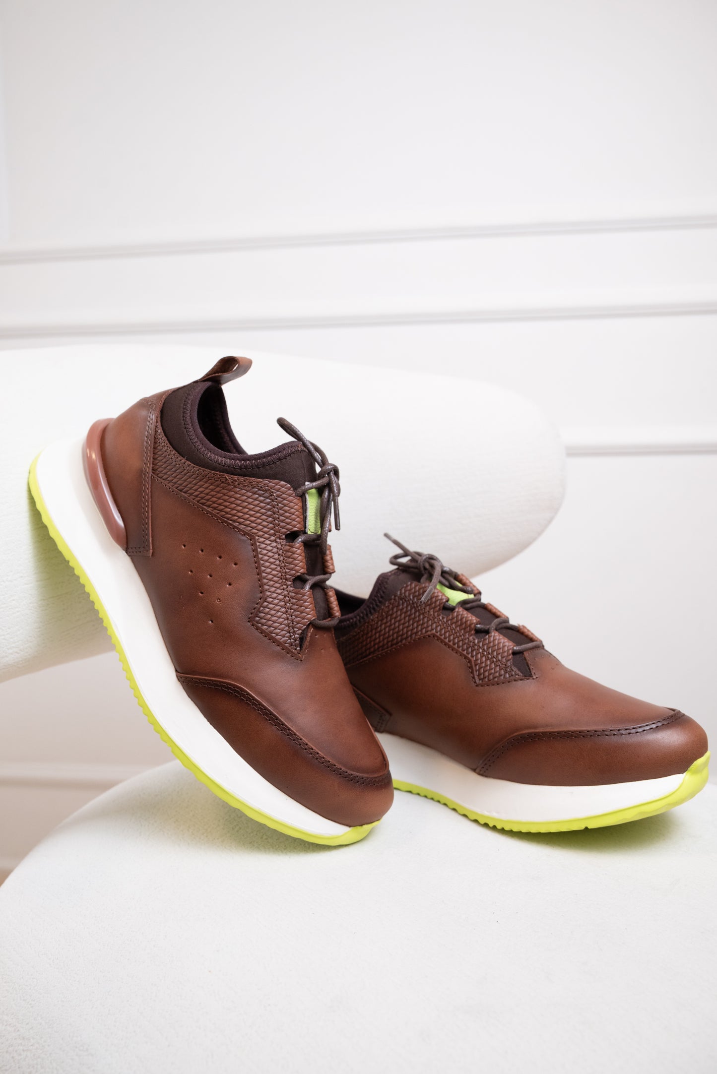 TENIS PARA HOMBRE EN CUERO | RF: ROTH - MIEL X VERDE