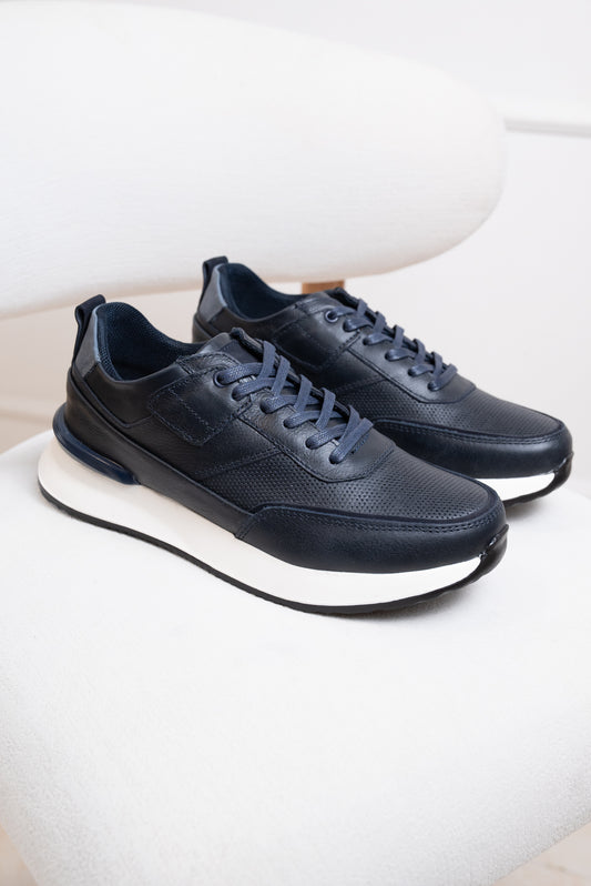 TENIS EN CUERO PARA HOMBRE | RF : ARTEMIS - AZUL - CR8