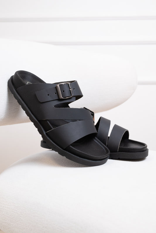 SANDALIA EN CUERO PARA HOMBRE |REF:BIZARRO LISEN -NEGRA