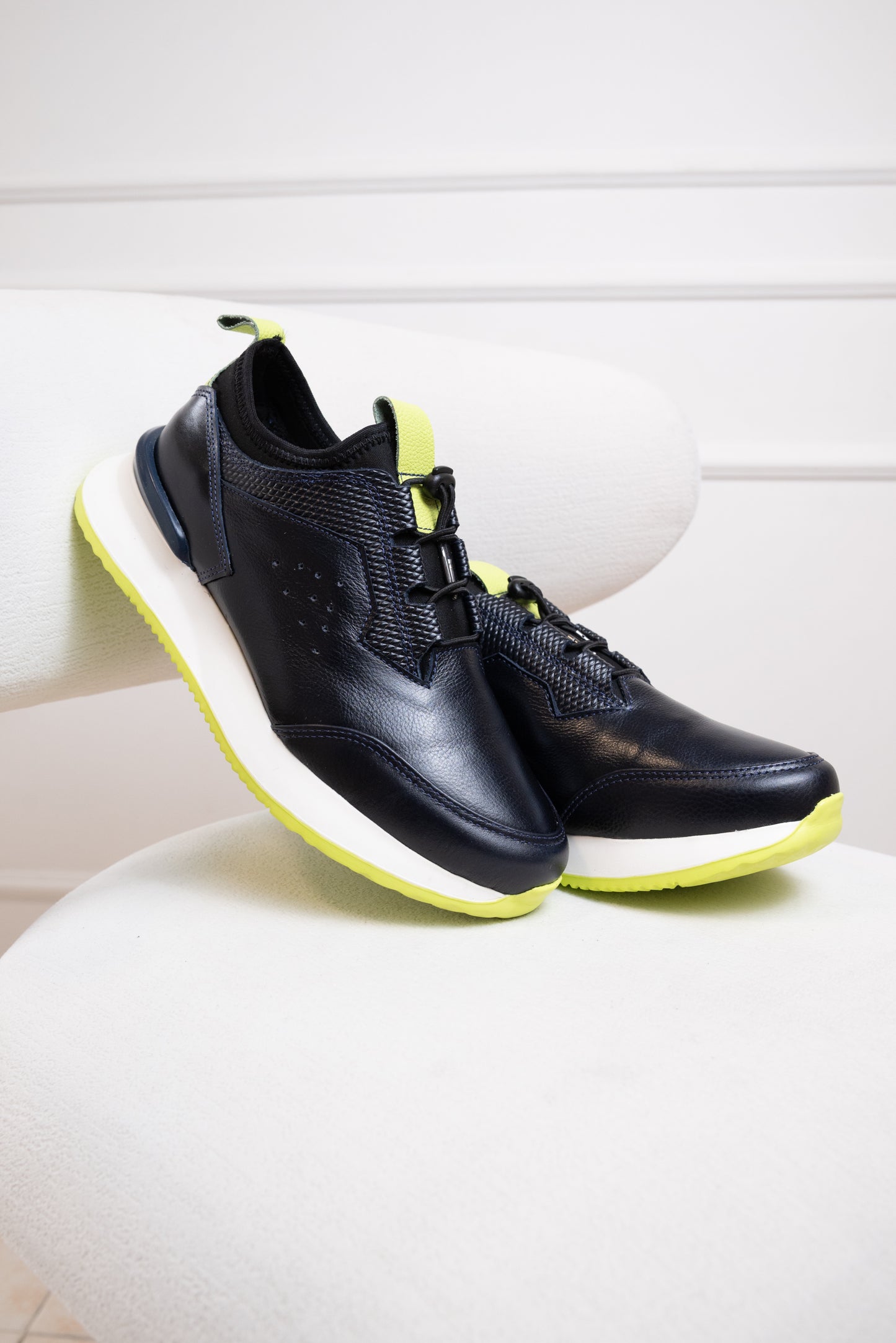 TENIS PARA HOMBRE EN CUERO | RF: ROTH - NEGRO X VERDE