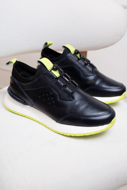 TENIS PARA HOMBRE EN CUERO | RF: ROTH - NEGRO X VERDE