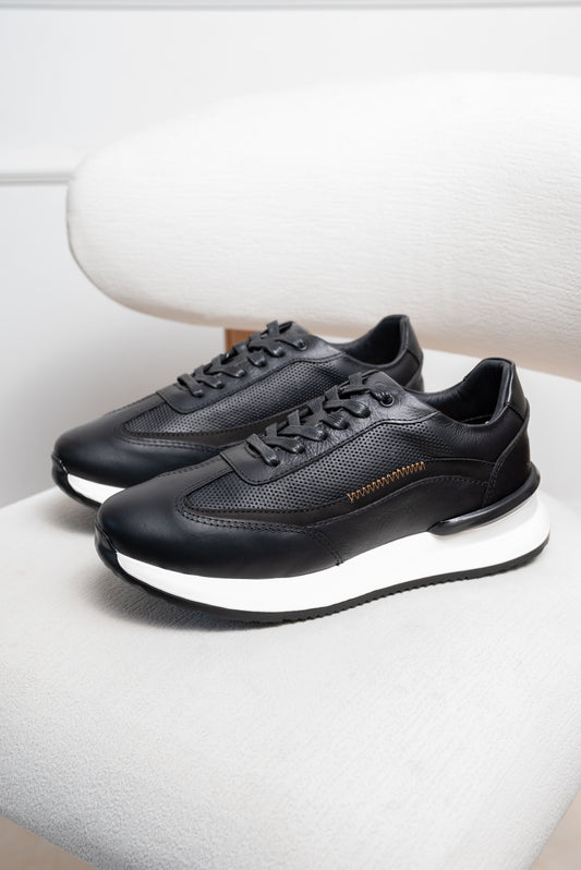 TENIS EN CUERO PARA HOMBRE  NEGRO | RF: T-08
