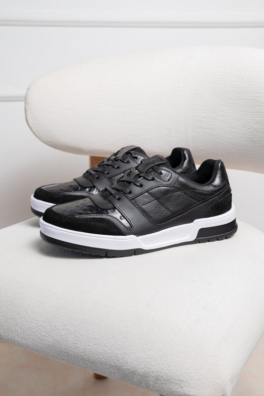 TENIS EN CUERO PARA HOMBRE  | RF : CLK -314 NEGRO