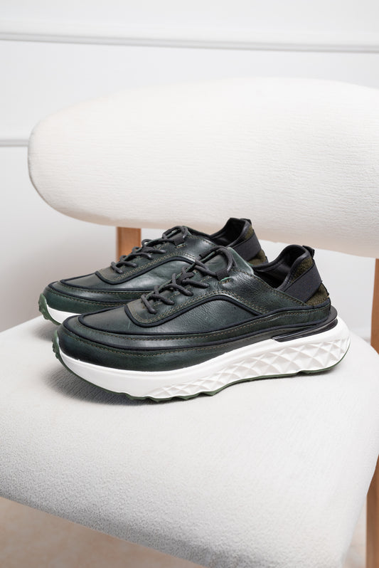 TENIS EN CUERO PARA HOMBRE  | RF : 3309 VERDE