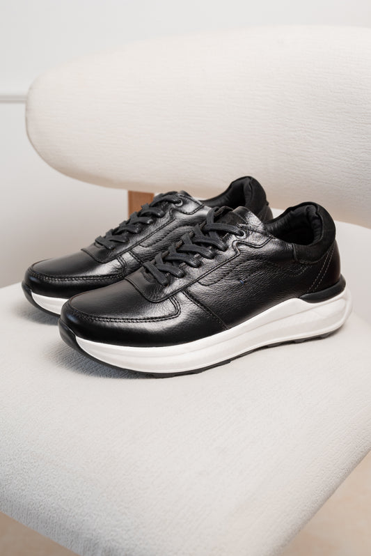 TENIS EN CUERO PARA HOMBRE  | RF : 3315 -NEGRO
