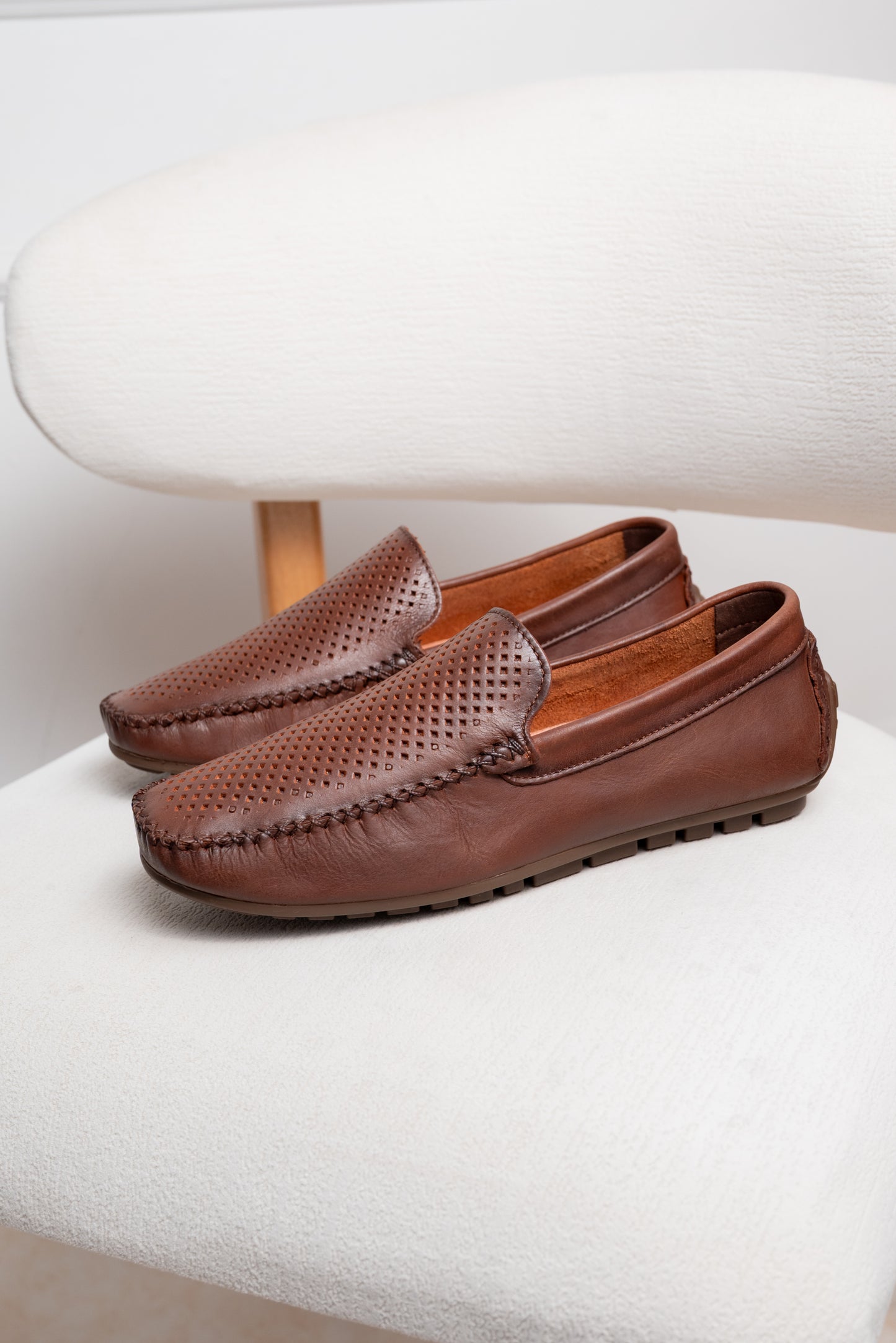 MOCASIN  EN CUERO PARA HOMBRE  | RF : 1000 - CAFE