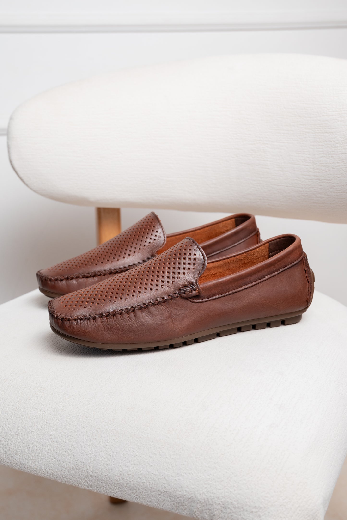MOCASIN  EN CUERO PARA HOMBRE  | RF : 1000 - CAFE