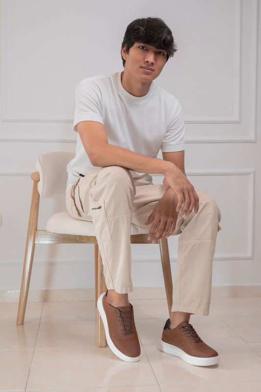 TENIS EN CUERO PARA HOMBRE | CAFE | RF : 3202