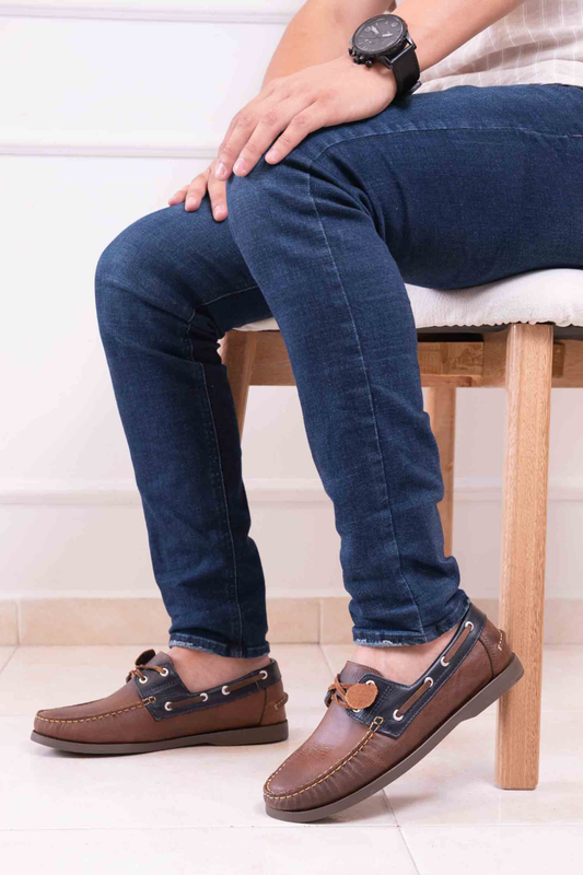 APACHES EN CUERO PARA HOMBRE |RF:BIZARRO TITAN - MIEL X AZUL