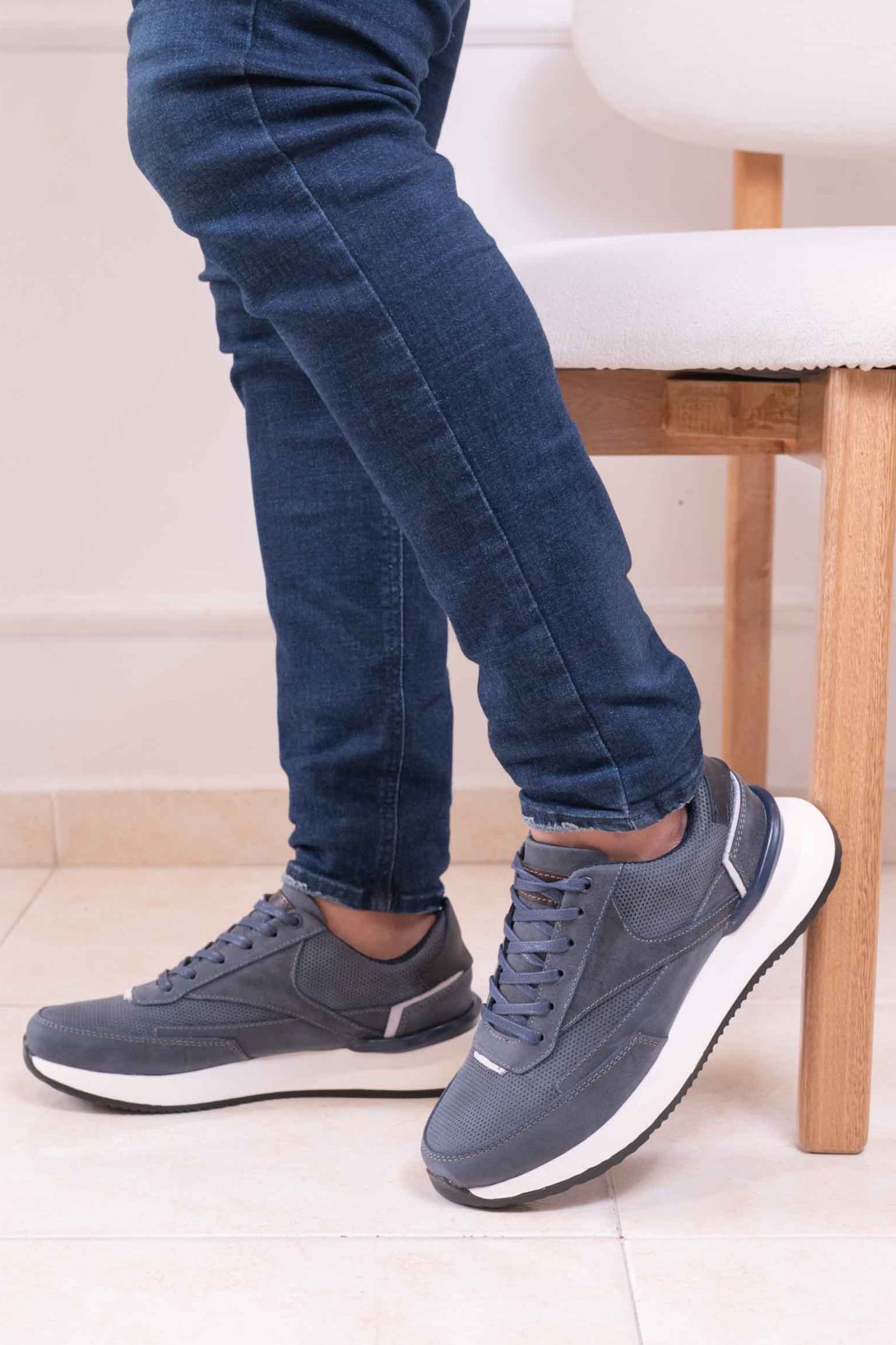 TENIS PARA HOMBRE EN CUERO | BIZARRO PRIME - AZUL- Rf : 3123