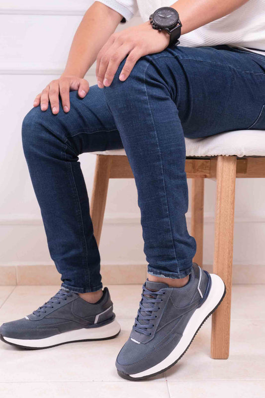 TENIS PARA HOMBRE EN CUERO | BIZARRO PRIME - AZUL- Rf : 3123