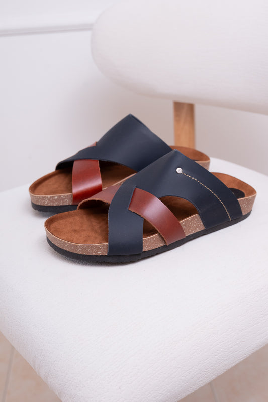 SANDALIA CUERO HOMBRE | RF: CORCHO AZUL X CAFE - 12