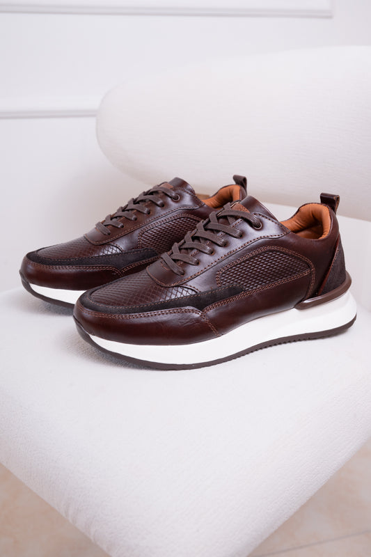 TENIS PARA HOMBRE EN CUERO|BIZARRO DOMINIO- CAFE | RF : 3205