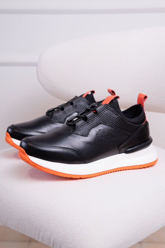 TENIS EN CUERO PARA HOMBRE | RF:ROYAL NEGROX NARANJA