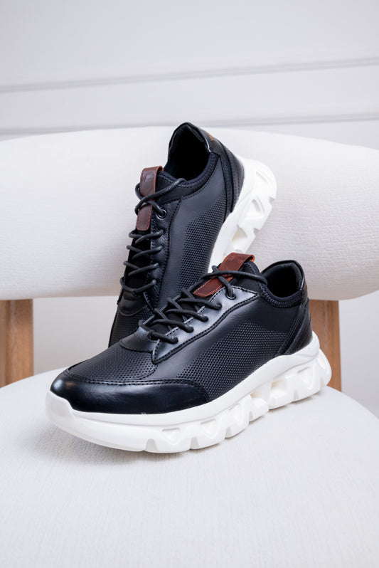 TENIS EN CUERO PARA HOMBRE RF: 402 NEGRO