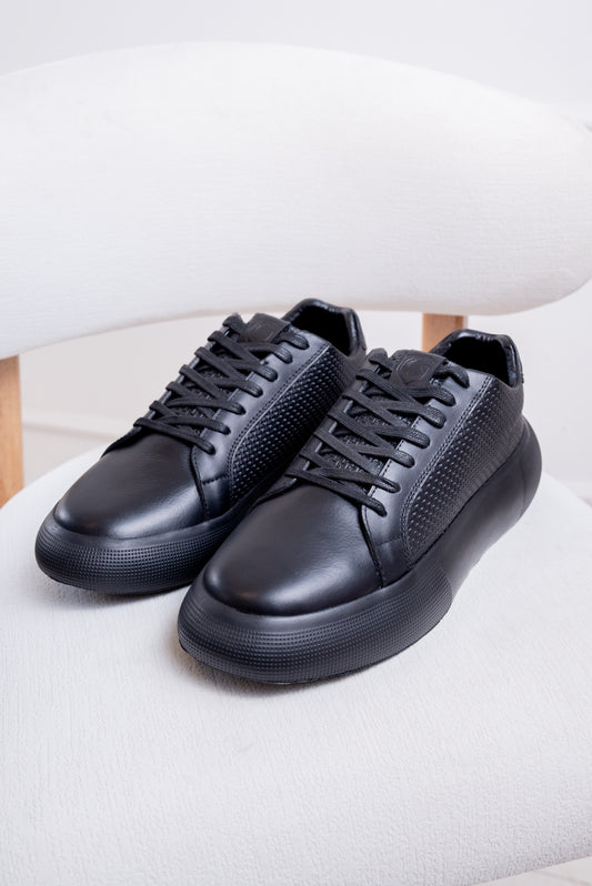 TENIS EN CUERO PARA HOMBRE RF: 2126 NEGRO
