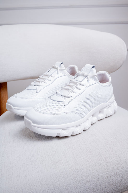 TENIS EN CUERO PARA HOMBRE RF: 402 -BLANCO